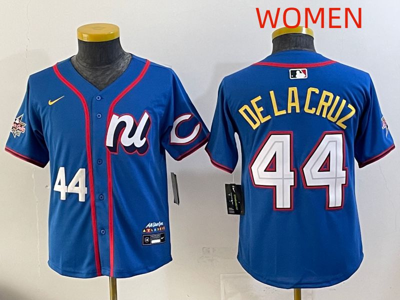 Women 2025 Cincinnati Reds #44 De Lacruz Blue All star Nike MLB Jersey style 04->new york yankees->MLB Jersey